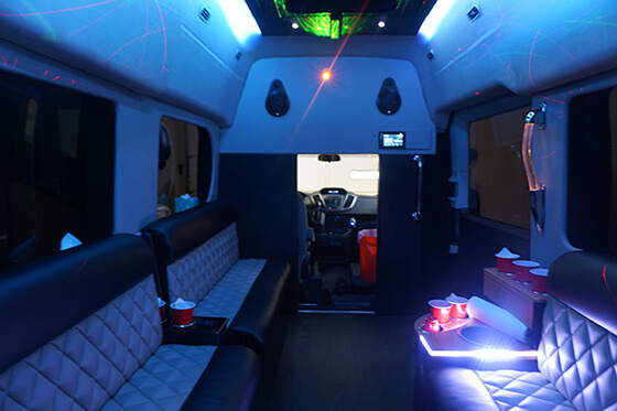 limo van with cup holders