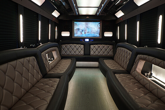 limo bus with plasma TVs