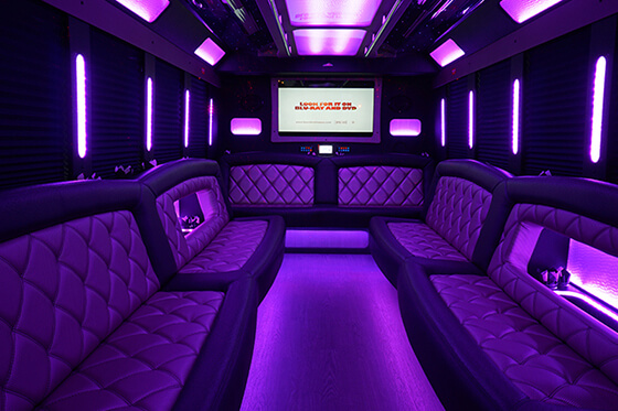 comfortable seating on a party bus