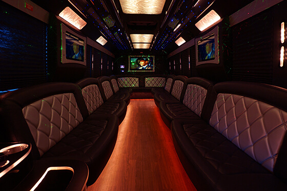 club-like lounge of a party bus